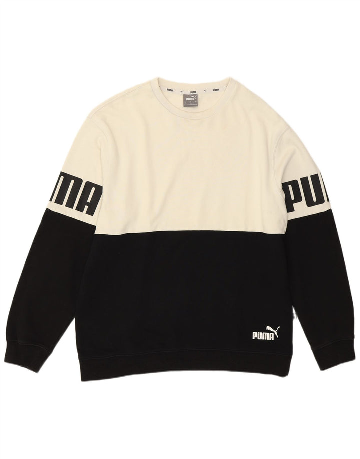 Puma moletom gráfico masculino jumper grande branco colorblock algodão