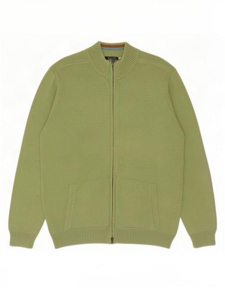 Suéter masculino Massimo Dutti com zíper e gola grande verde