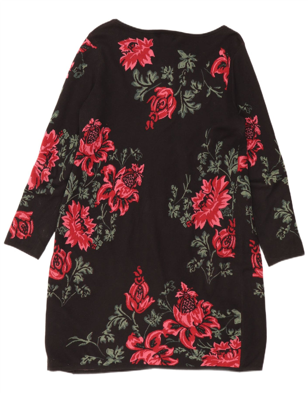 Vestido jumper feminino de manga comprida MONSOON UK 16 grande algodão floral preto