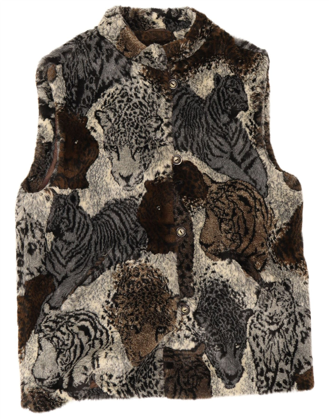 Colete feminino vintage oversized EU 42 grande estampa animal multicolorida