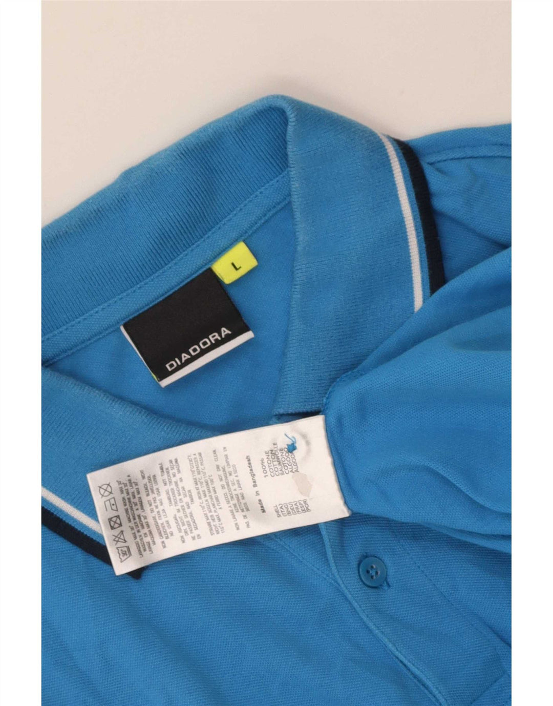 Camisa polo masculina Diadora grande algodão listrado azul