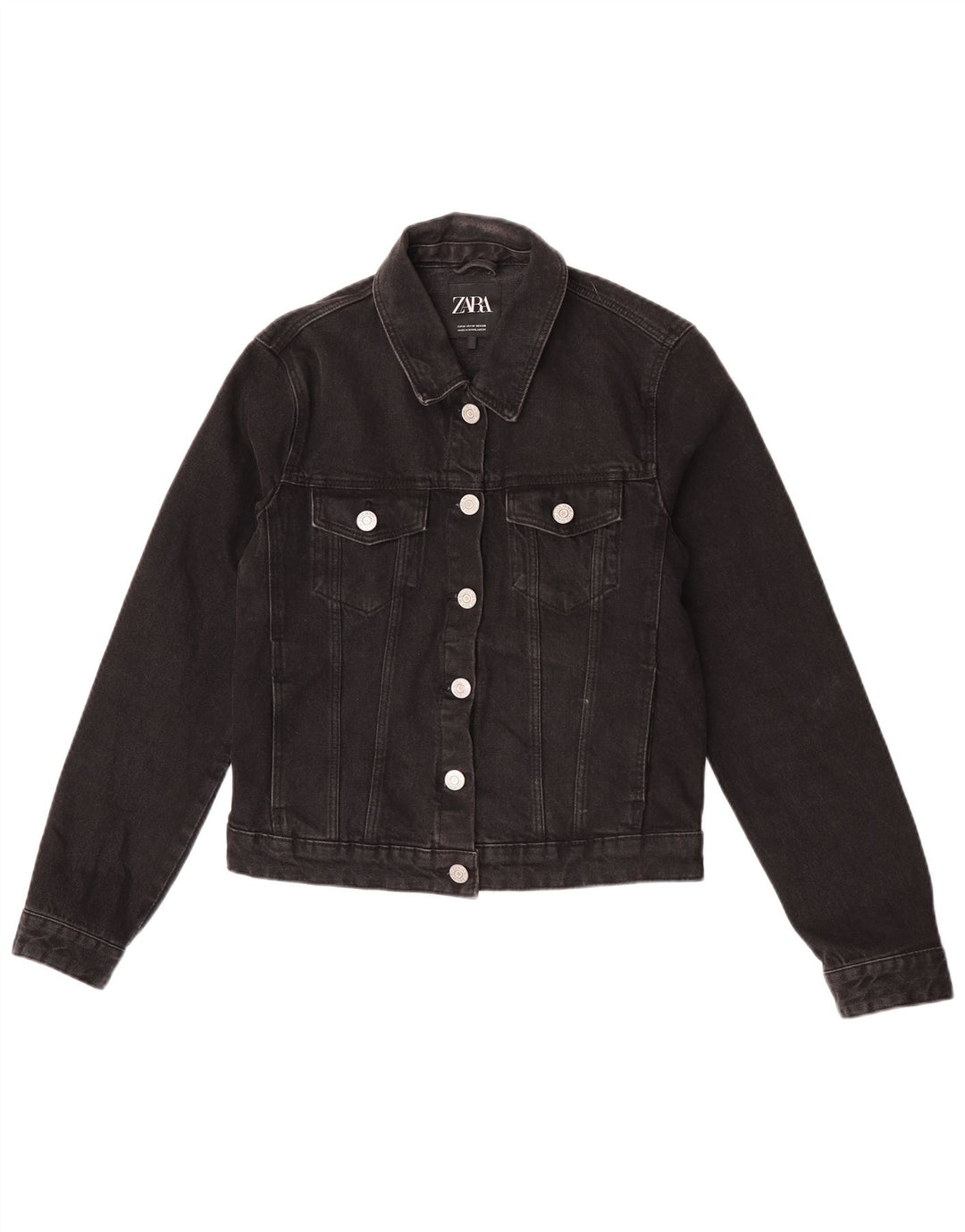 Jaqueta jeans feminina Zara UK 12 médio preto