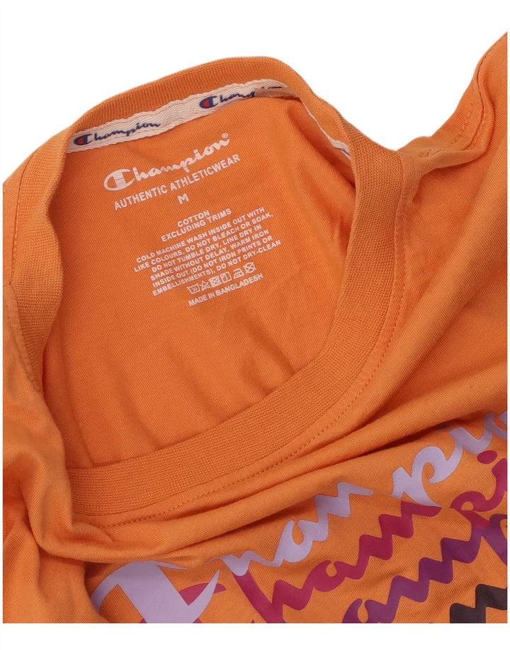 Camiseta feminina estampada Champion UK 12 algodão laranja médio