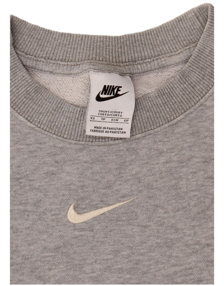 NIKE Womens Oversized Crop Batwing Moletom Jumper UK 6 XS Cinza