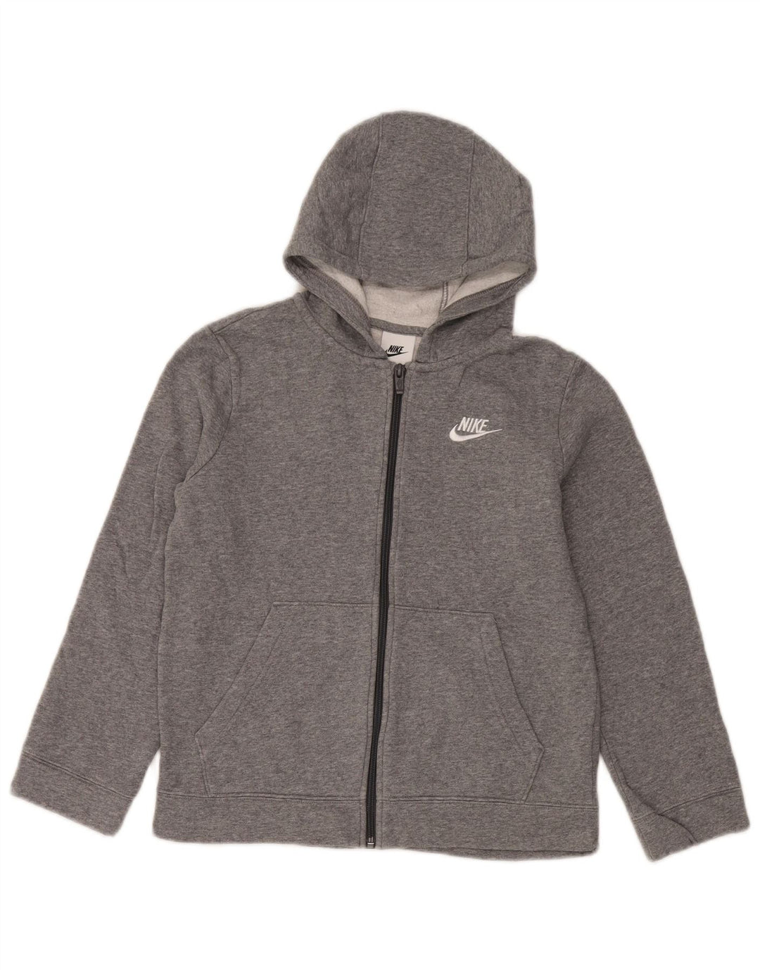 Suéter Nike Boys Zip com capuz 10-11 anos cinza médio algodão