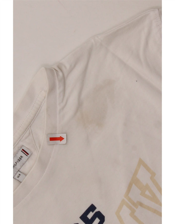 TOMMY HILFIGER Camiseta feminina cropped com estampa gráfica 13-14 anos Branco