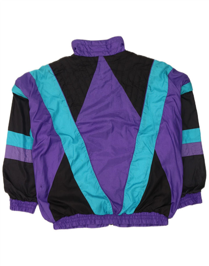 Jaqueta superior de agasalho masculino vintage grande colorblock roxo nylon