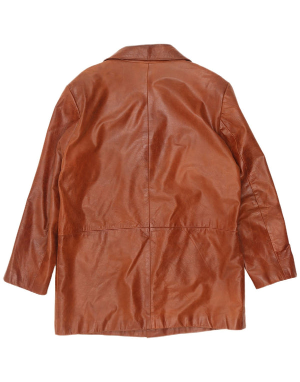Jaqueta de couro masculina vintage UK 44 2XL marrom