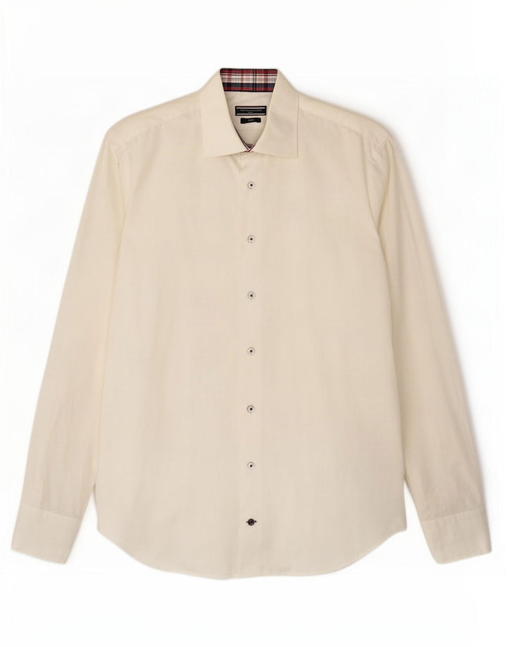 Camisa masculina sob medida Tommy Hilfiger tamanho 40 15 3/4 médio off white