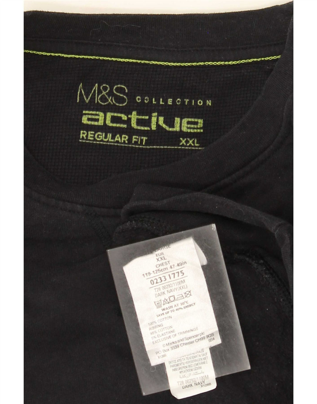 Suéter masculino Marks & Spencer de ajuste regular 2XL algodão azul marinho