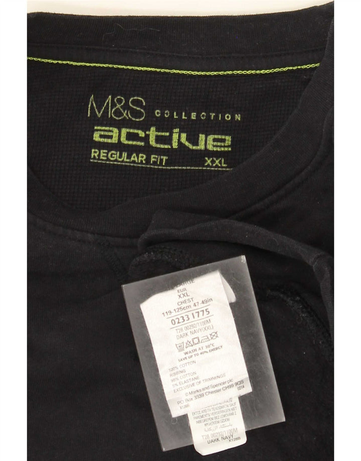 Suéter masculino Marks & Spencer de ajuste regular 2XL algodão azul marinho