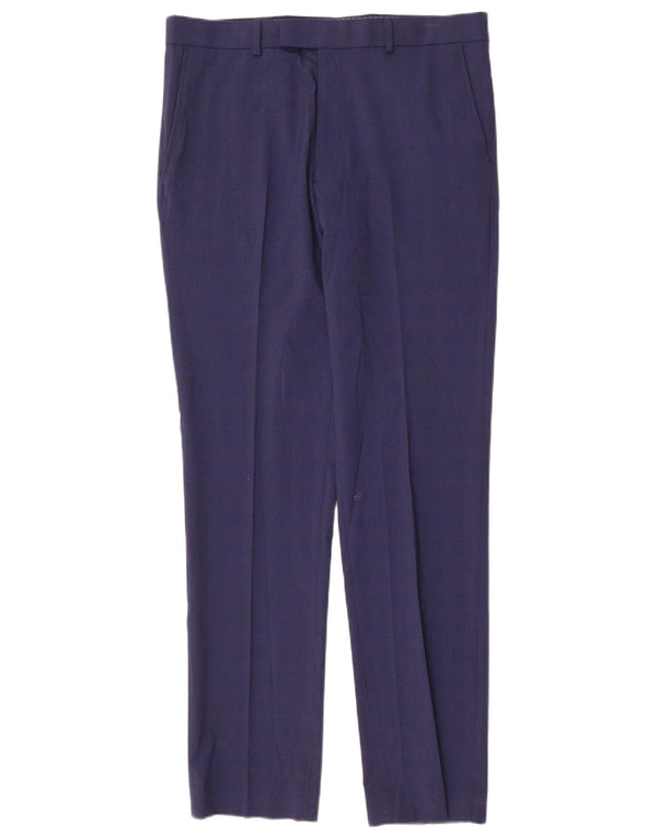 Calça masculina Marks & Spencer Slim Fit W34 L33 Azul Houndstooth