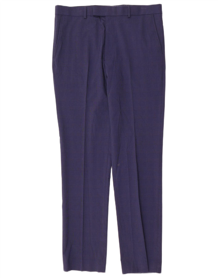 Calça masculina Marks & Spencer Slim Fit W34 L33 Azul Houndstooth