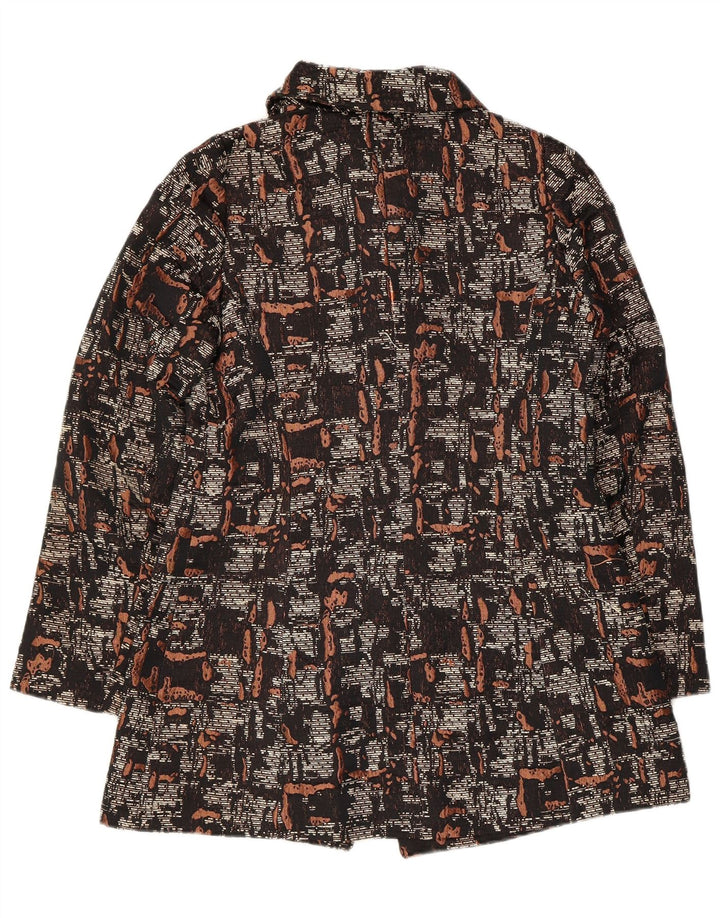 Sobretudo feminino com padrão abstrato Benetton UK 10 poliéster preto pequeno