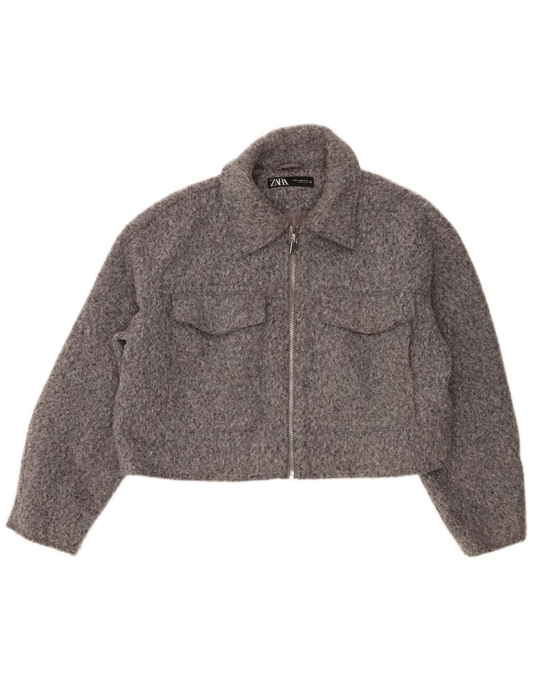 Jaqueta bomber feminina Zara UK 20 2XL cinza poliéster