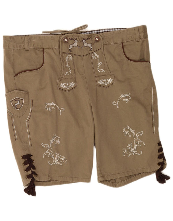 Livergy Shorts feminino gráfico casual W38 XL bege floral algodão