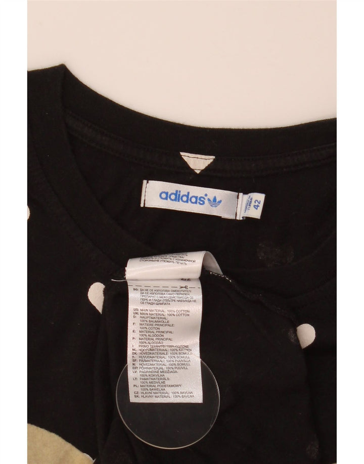 Camiseta gráfica feminina Adidas Top IT 42 algodão geométrico preto médio