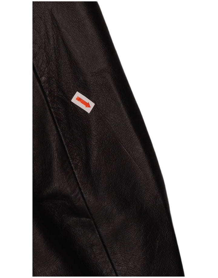 Jaqueta de couro masculina vintage UK 38 média preta clássica