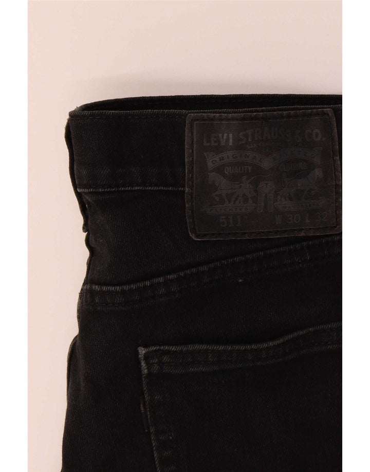 Levi's Masculino 511 Slim Jeans W30 L32 Algodão Preto