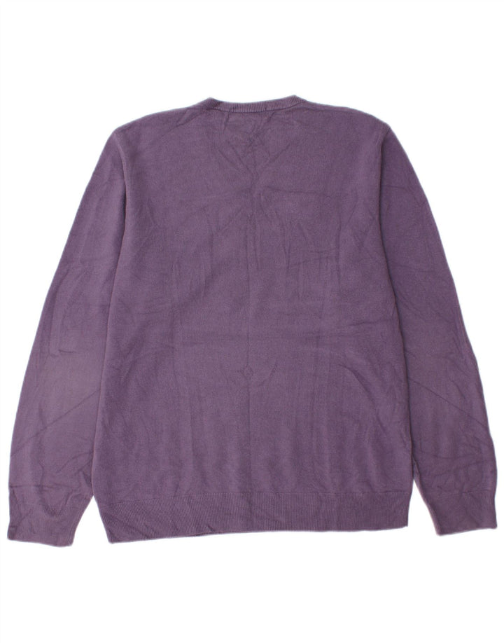 Suéter masculino Marks & Spencer Blue Harbor com decote em V roxo médio