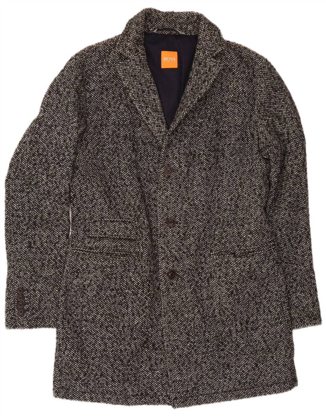 Sobretudo masculino Hugo Boss UK 52 XL cinza manchado poliacrílico
