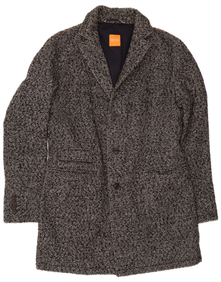 Sobretudo masculino Hugo Boss UK 52 XL cinza manchado poliacrílico