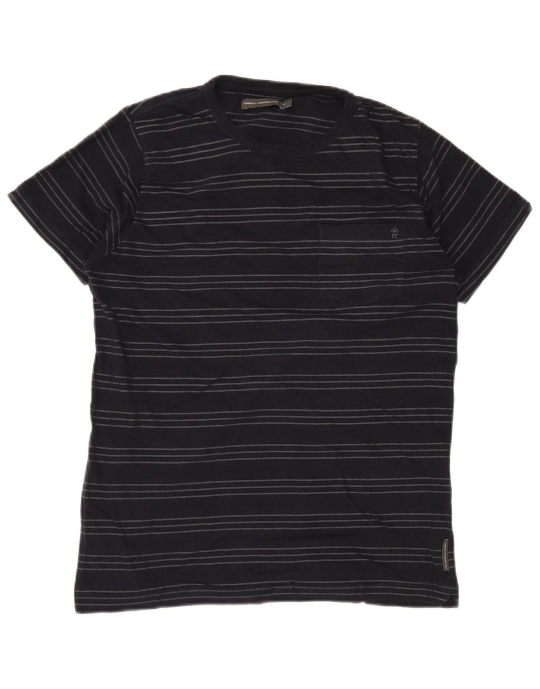 Camiseta masculina French Connection Top médio algodão listrado azul marinho