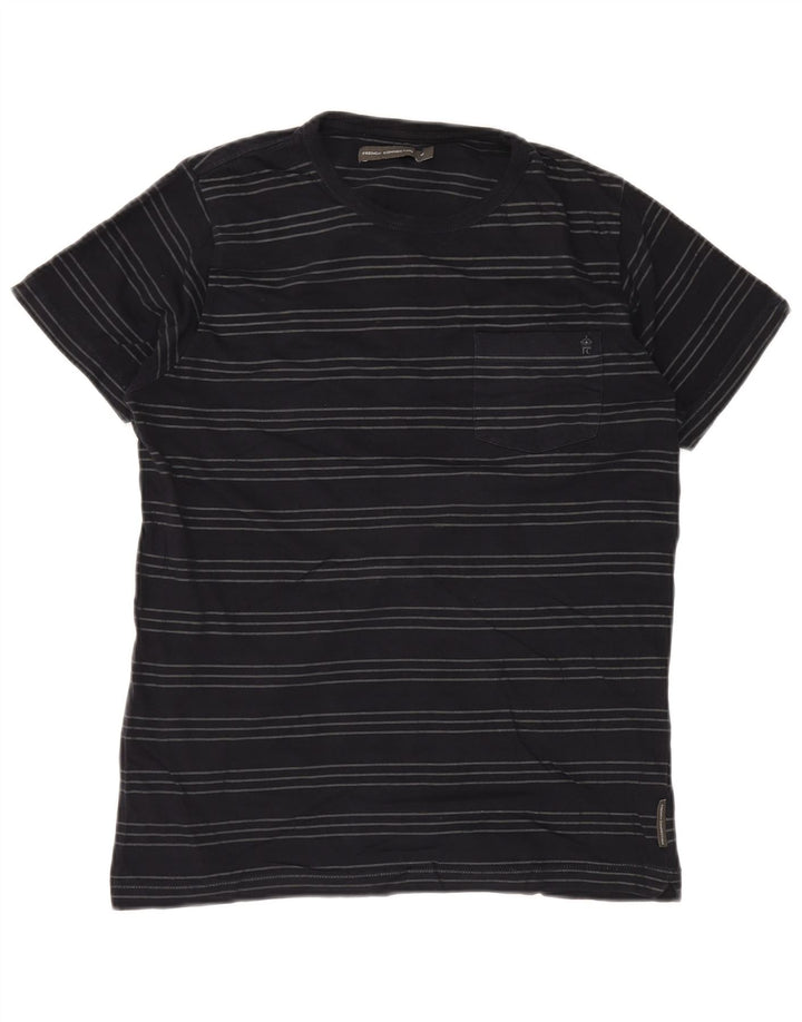 Camiseta masculina French Connection Top médio algodão listrado azul marinho