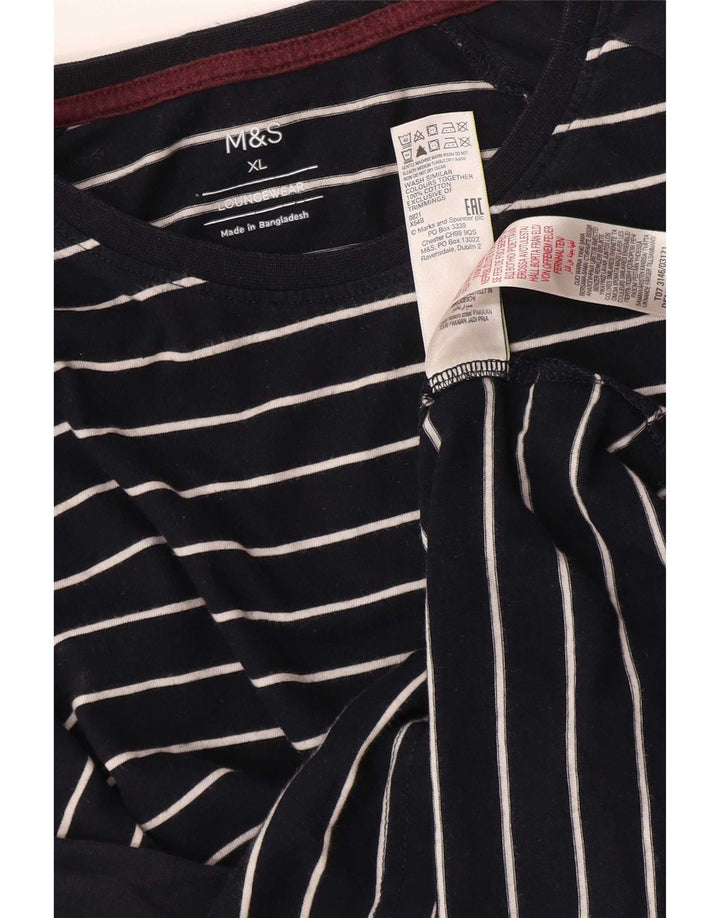 Top masculino Marks & Spencer manga comprida XL algodão listrado azul marinho