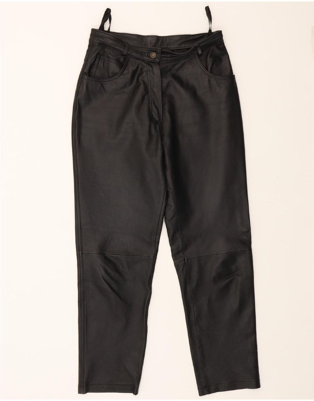 VINTAGE Womens Tapered Leather Trousers W30 L29 Black Leather Vintage Vintage and Second-Hand Vintage from Messina Hembry 