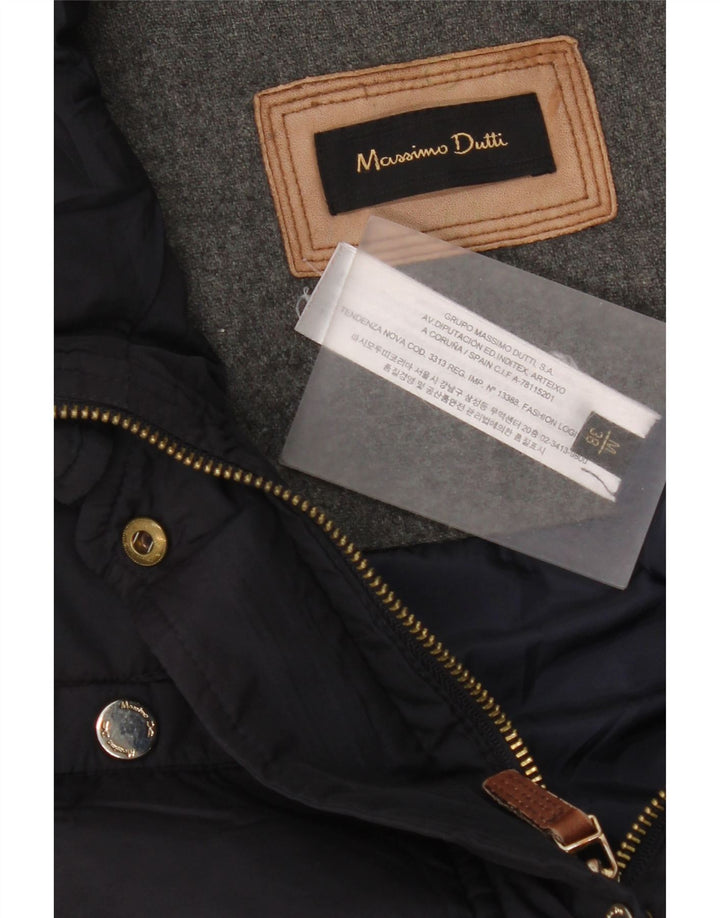 Colete acolchoado feminino Massimo Dutti UK 14 poliéster azul marinho médio