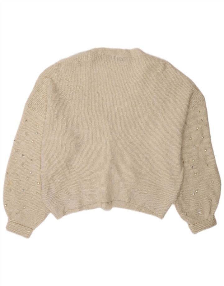 Suéter cardigã feminino grande Marks & Spencer UK 16 grande off white