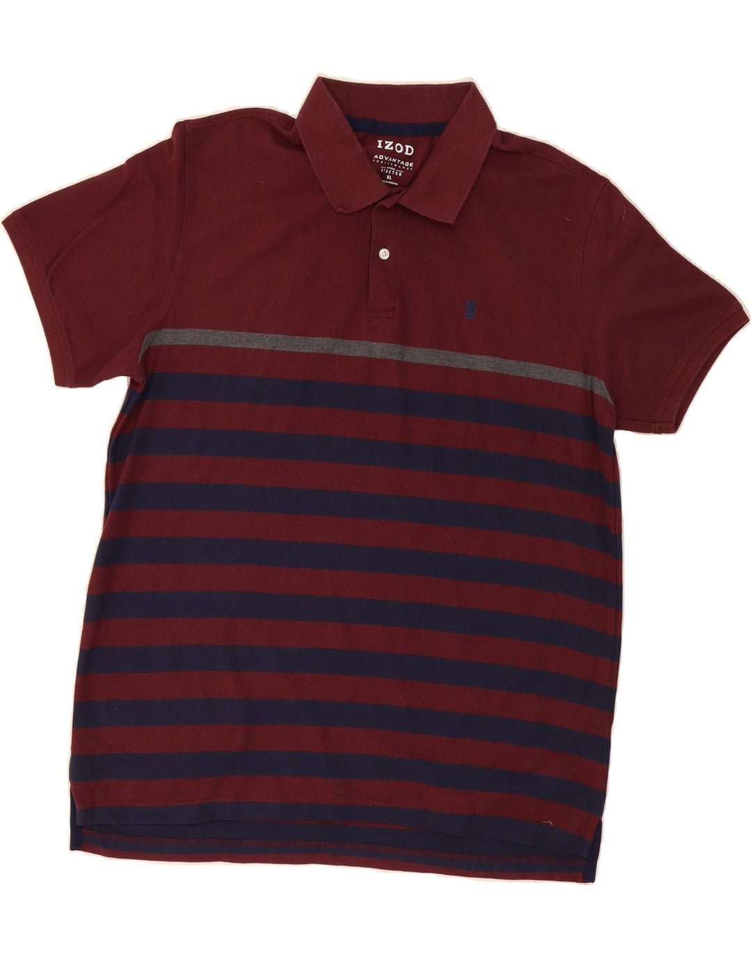 IZOD Mens Polo Shirt XL Burgundy Striped Cotton Vintage Izod and Second-Hand Izod from Messina Hembry 