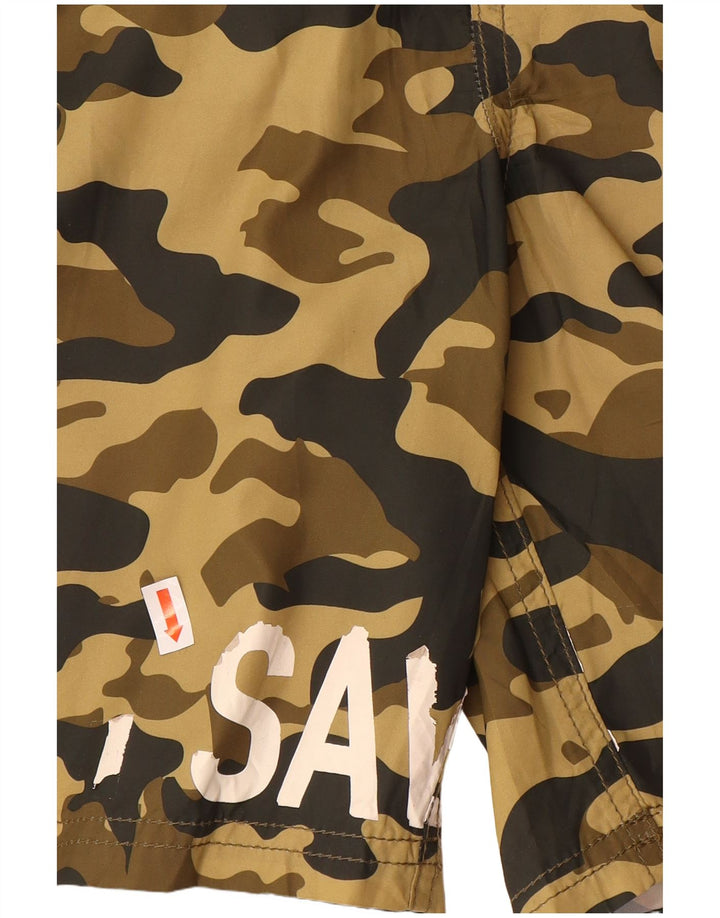 Zara Shorts de natação masculino gráfico médio marrom poliéster camuflado