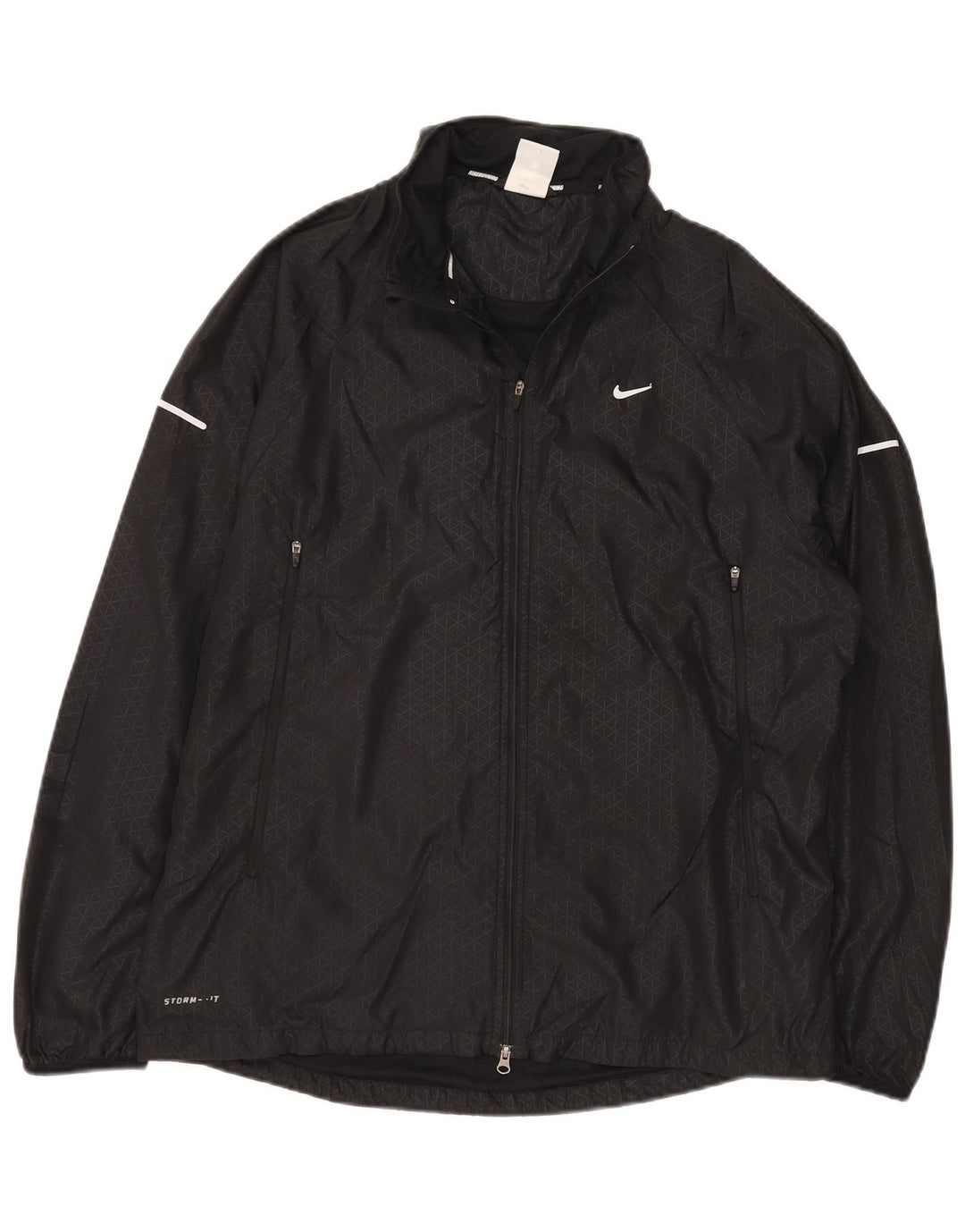 Jaqueta masculina Nike Storm-Fit com capuz grande de poliéster geométrico preto
