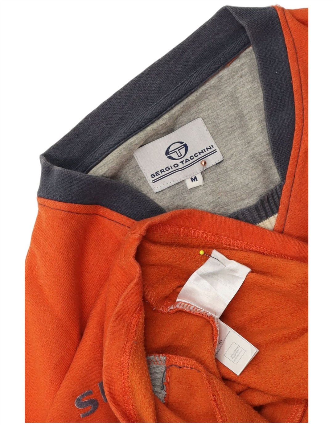 Sergio Tacchini moletom gráfico masculino jumper médio algodão laranja