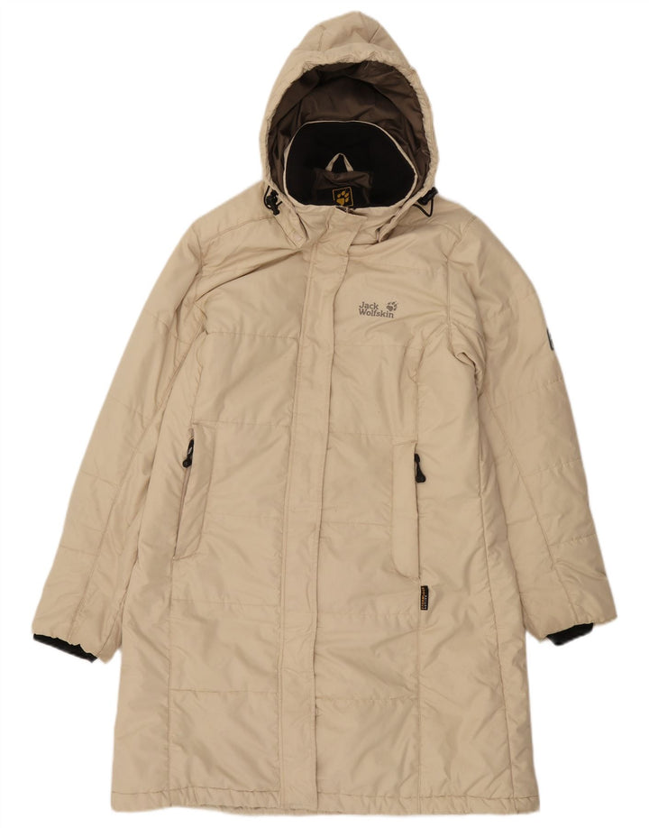 Casaco acolchoado com capuz feminino Jack Wolfskin Reino Unido 12/14 Médio Off White