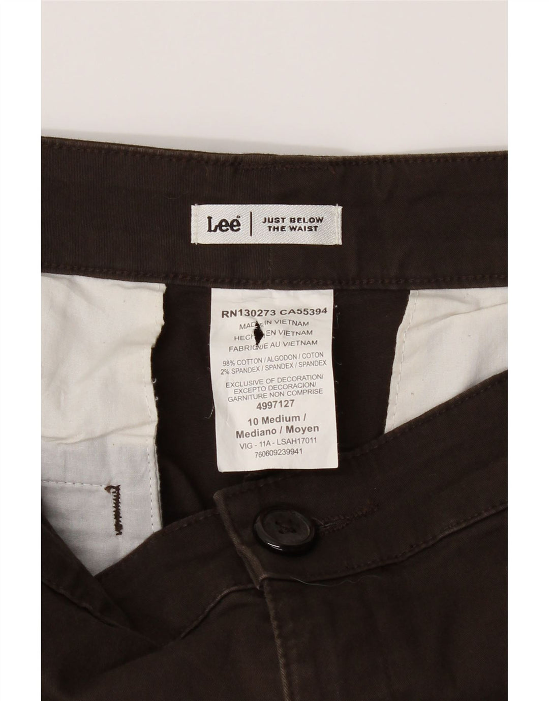LEE Womens Straight Capri Trousers US 10 Large W32 L18 Brown Cotton Vintage Lee and Second-Hand Lee from Messina Hembry 