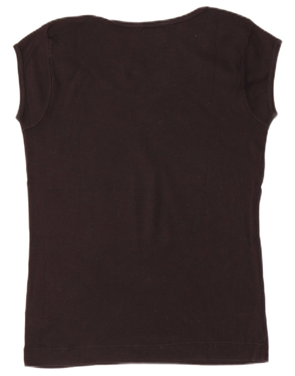 Camiseta feminina com estampa SISLEY UK 14 grande algodão preto