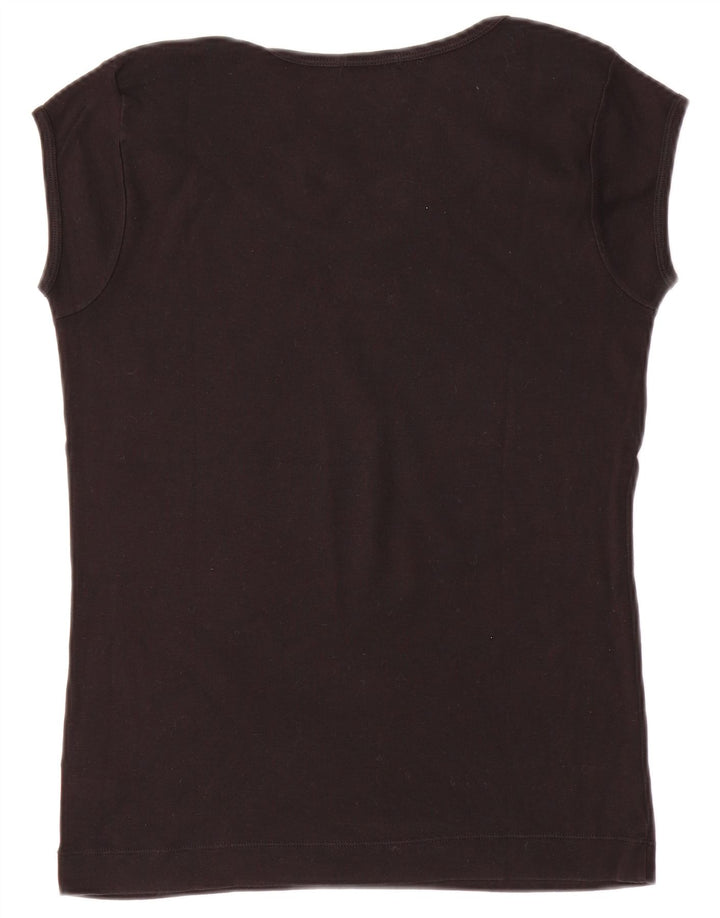 Camiseta feminina com estampa SISLEY UK 14 grande algodão preto