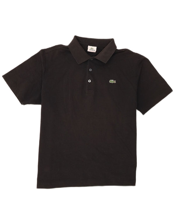 Camisa polo masculina de manga curta Lacoste tamanho 6 XL algodão preto