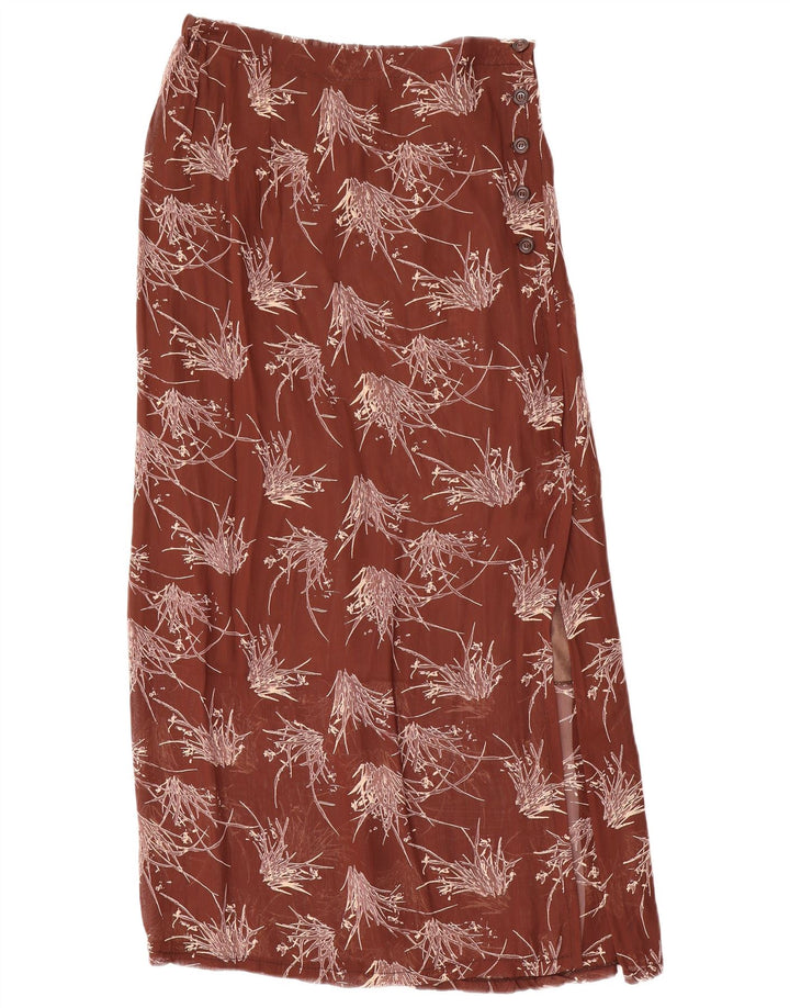 Saia maxi feminina VINTAGE com padrão abstrato W34 grande marrom