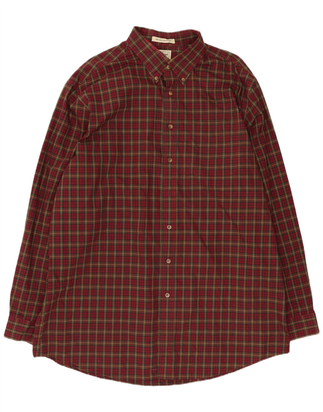 Camisa alta masculina L.L.Bean XL algodão xadrez Borgonha