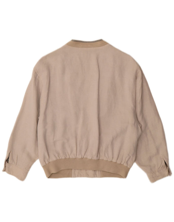 Jaqueta bomber masculina vintage UK 38 viscose geométrica bege média