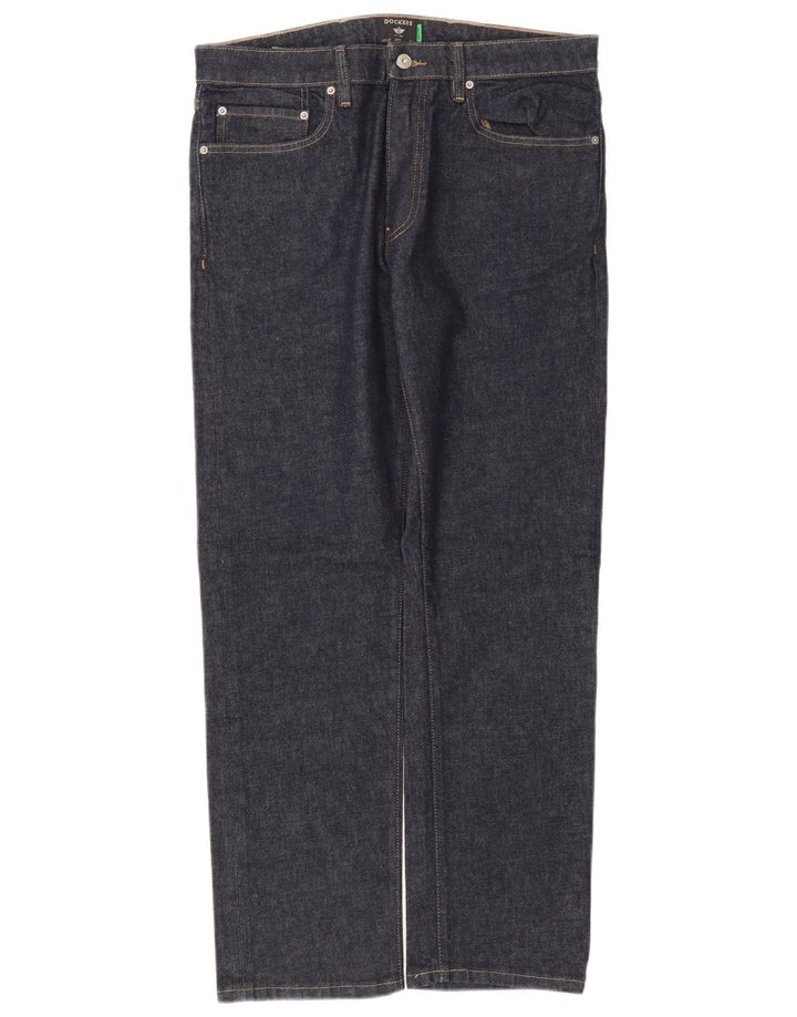 Dockers Mens Slim Jeans W34 L32 Azul Marinho Algodão