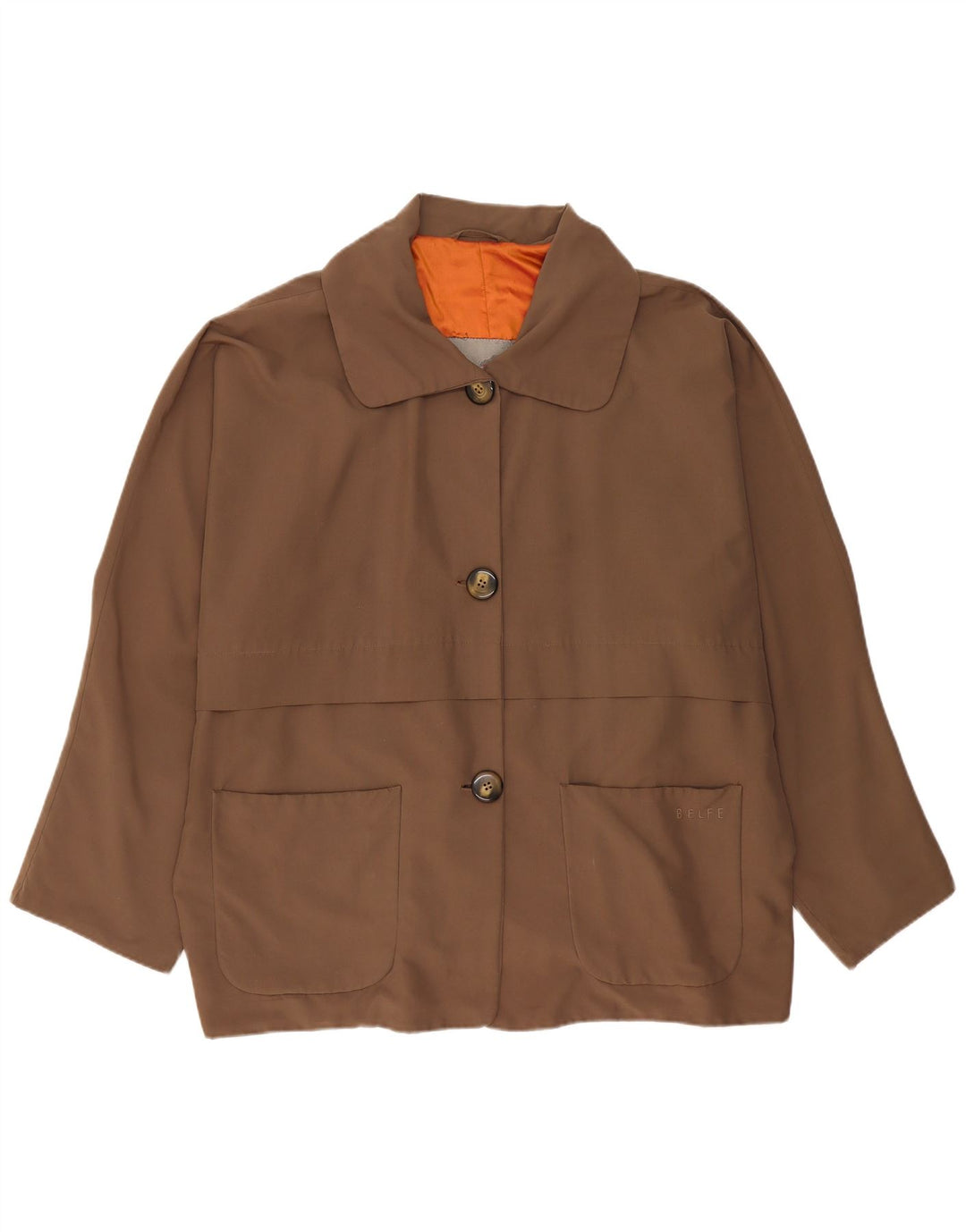Belfe Jaqueta utilitária feminina grande com 3 botões EU 44 XL marrom nylon