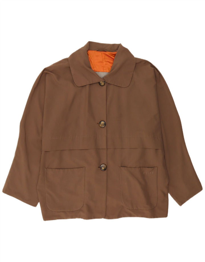 Belfe Jaqueta utilitária feminina grande com 3 botões EU 44 XL marrom nylon