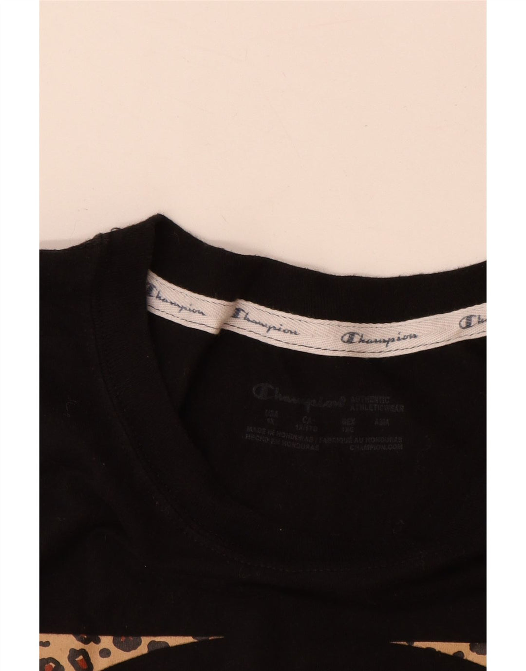 Camiseta feminina estampada Champion UK 18 XL algodão preto