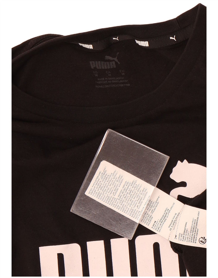 Puma Mens Graphic T-Shirt Top Médio Algodão Preto