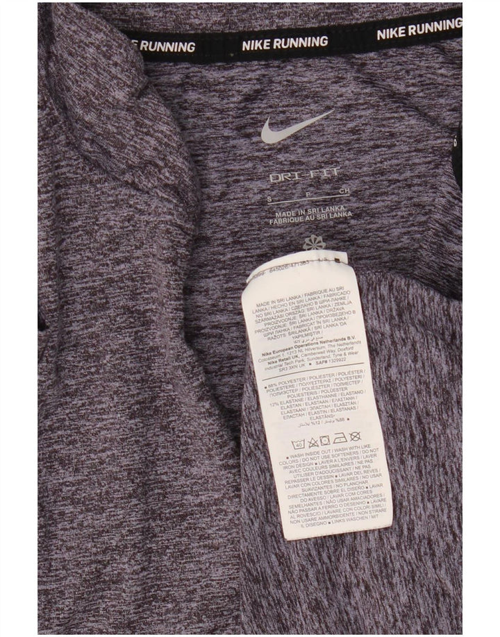 Nike Womens Dri Fit Pullover Treino Top UK 10 Pequeno Cinza Flecked